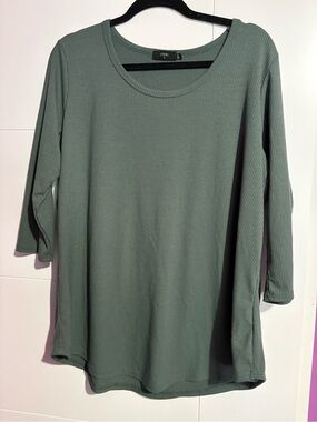 Studio 3/4 Sleeve Ribbed Top - Sage Green